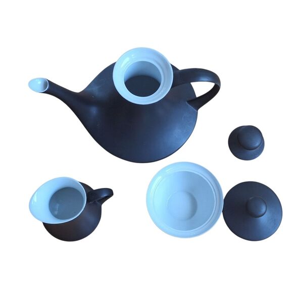 Espana Noche Block Bidasoa Demitasse/Tea Serving Pieces Spain VTG Black Matte - Picture 11 of 13